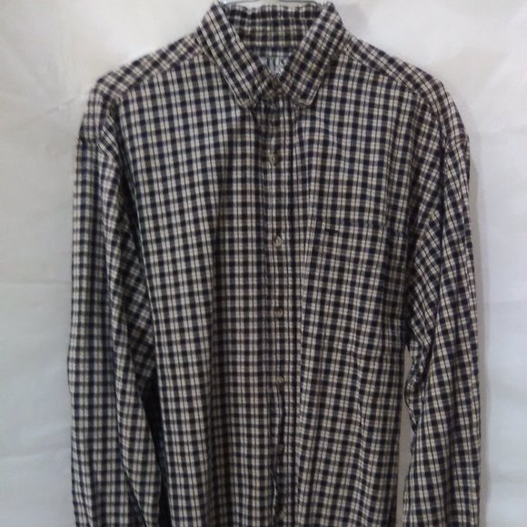Cactus Men's Button Down Long Sleeve Shirt Color Black/White Plaid Size L - Picture 1 of 6